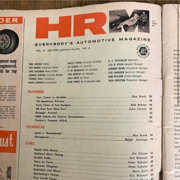 BUNDLE LOT Four (4) Hot Rod Magazines Oct 1958 May 1959 March 1960 June 1960 - Picture 6 of 14